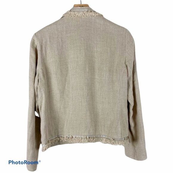 CHICO'S Natural Tan Linen Hopsack Alex Blazer Jacket NWT  Small - Picture 3 of 8